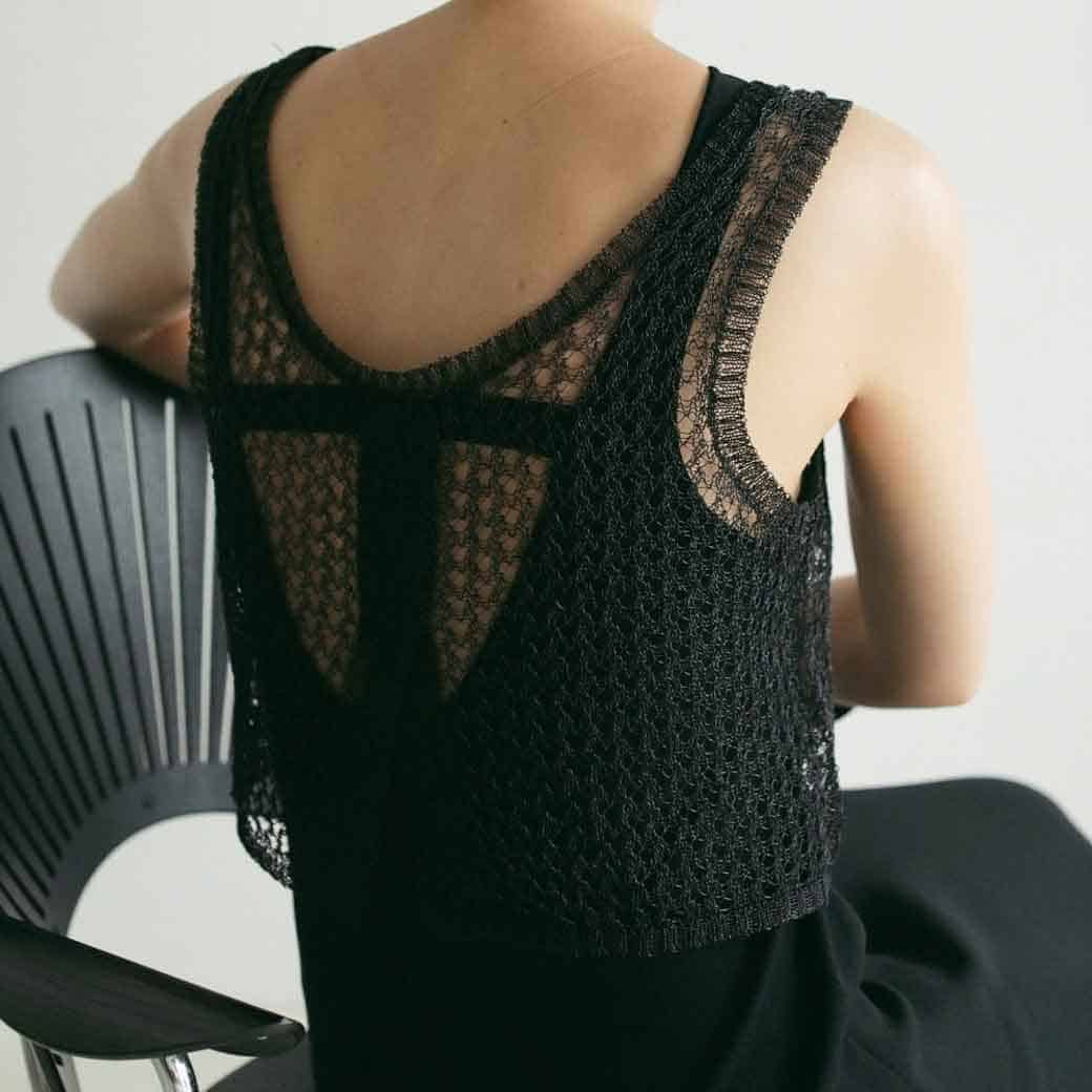 anuke アンヌーク*Paperyarn Knit Tanktop anuke アンヌーク メタリック ニット タンクトップ Metallic