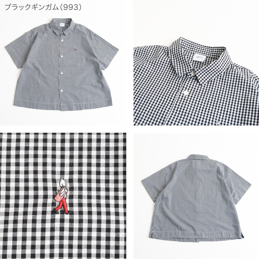 grin グリン ブロード お買い物 刺繍 ワイド シャツ レディース