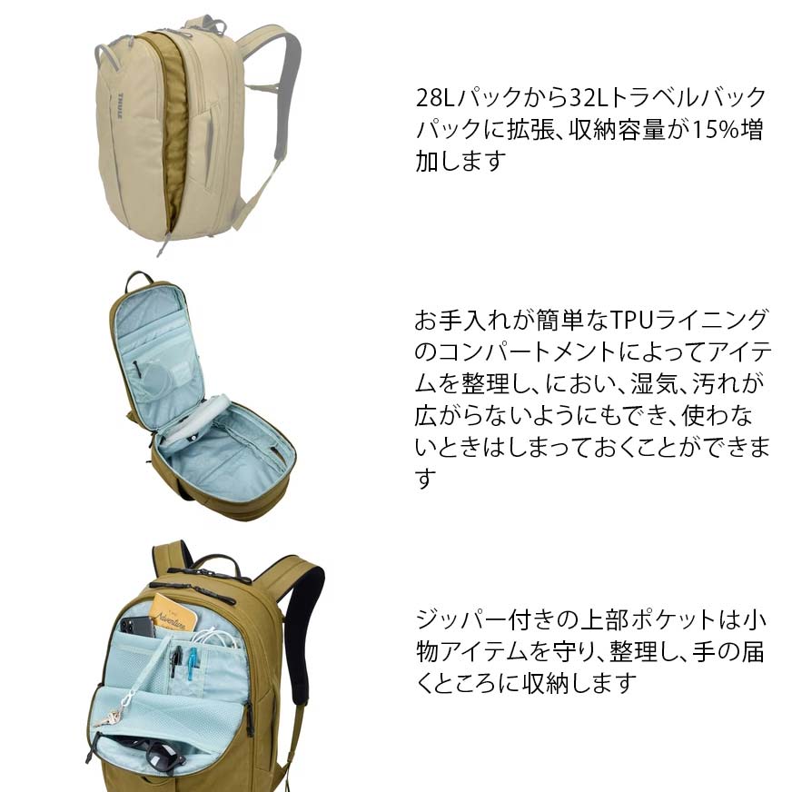 THULE（スーリー） トラベルバックパック28L ヌートリアブラウン THULE
