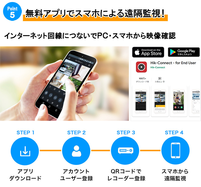 防犯カメラ 屋内屋外 バリフォーカル HIKVISION 243万画素 1〜4台セット  レコーダーHDD別 アナログ 4chDVR スマホ監視 AHD-SET2-4CH |  | 05