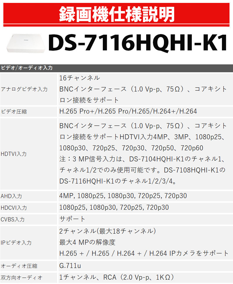 4K HIKVISION(ハイクビジョン)DVRレコーダー アナログハイビジョン