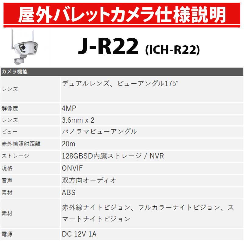 防犯カメラ 400万画素 屋外バレット型 デュアルレンズ・パノラマビュー マイク・スピーカー内蔵 IPカメラ J-R22 レンズサイズ3.6mm_13