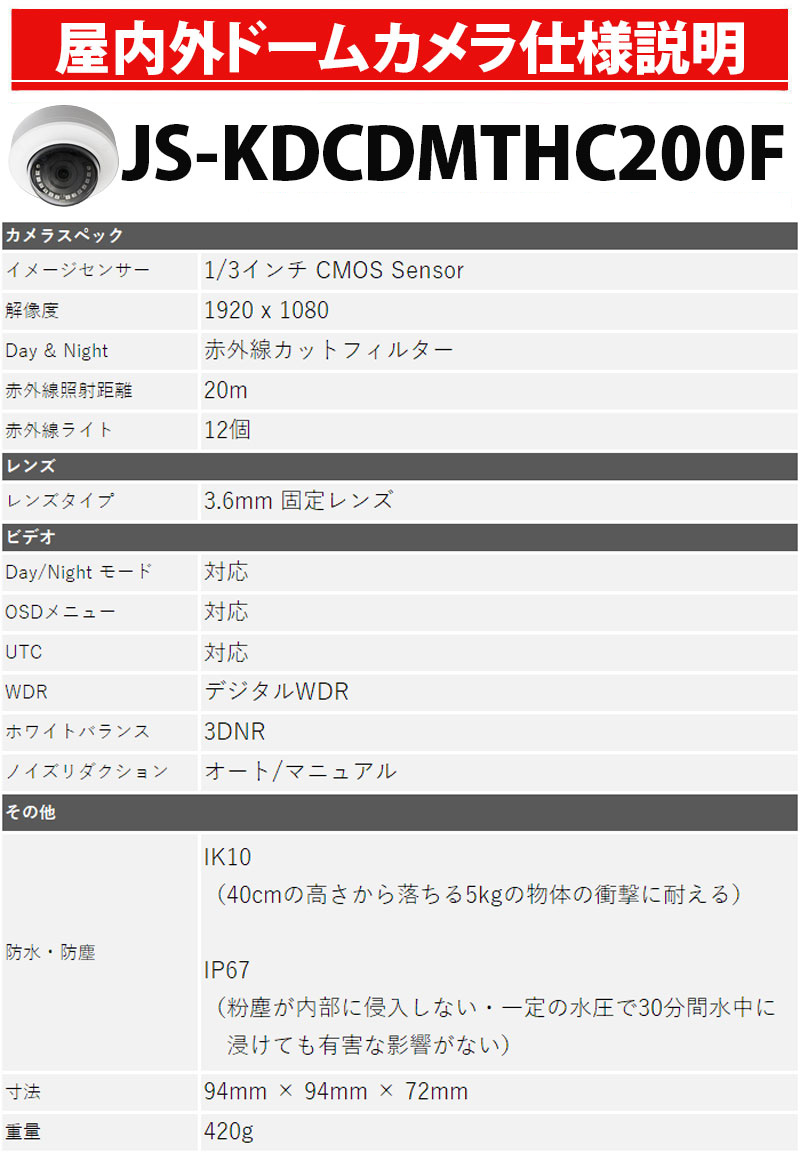 243万画素 防犯カメラ低価格セット コンパクトレコーダーHDD1TB込 アナログ 屋内屋外カメラ1〜4台 4chDVR HIKVISION製 スマホ監視 JSTSET-4CH｜bouhan-direct｜10