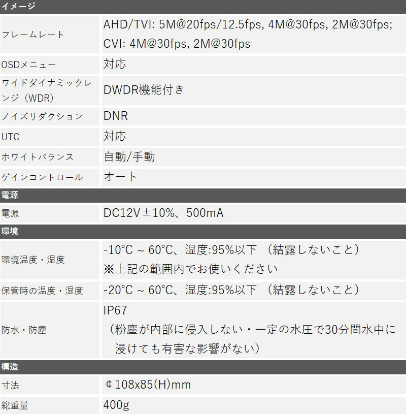 500万画素 Longse(ロンセ) 防犯カメラ アナログ 屋外屋内  JS-KSCBTHC500FEH タレット型 レンズサイズ3.6mm |  | 04