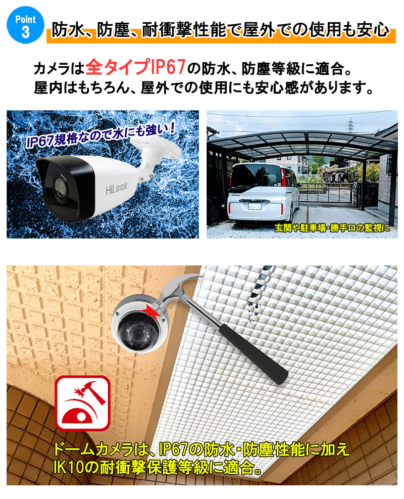 防犯カメラ 屋内屋外 1〜4台低価格セット HIKVISION 243万画素 IP