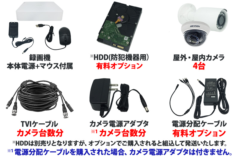 防犯カメラセット　HIKVISION　２４３万画素　高画質　AHD