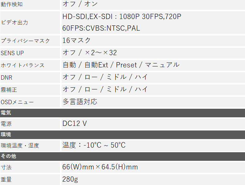 屋外用監視カメラ 仕様説明 VVK-EB236IR-E