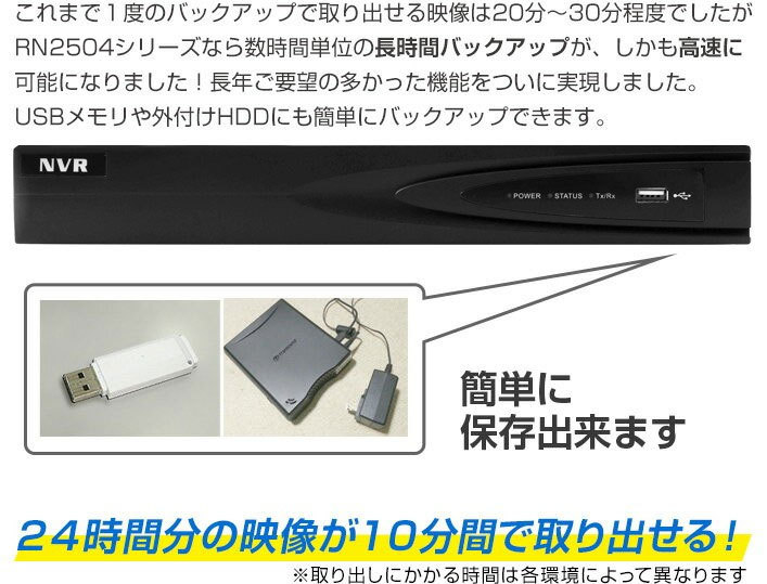 防犯カメラ用デジタル レコーダー　RD-RV3504 RD-RV3504 アナログHD対応デジタルレコーダー 4台接続 HDD2TB
