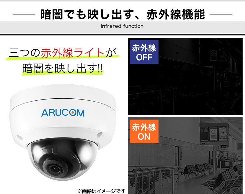 防犯カメラ IP 屋内 PoE ドーム型 4K 800万画素 ネットワーク アルコム