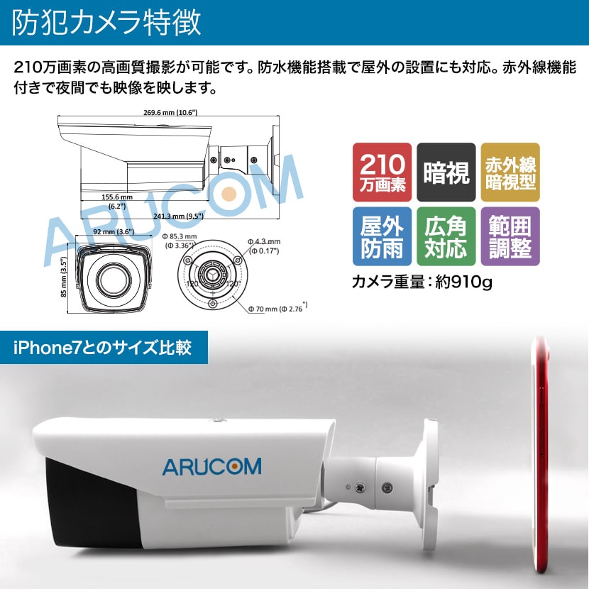 防犯カメラ 監視 屋外 同軸 アナログHD 210万画素 赤外線機能 防雨 バレット RD-CV313A : rd-cv313a : 防犯宣言 -  通販 - Yahoo!ショッピング