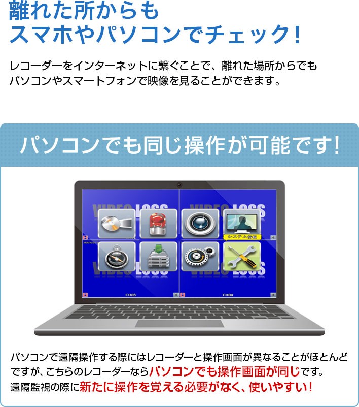 パソコンでも同じ操作が可能