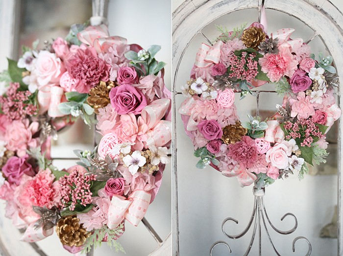 プリザーブドフラワー プレゼント リース 誕生日 クリスマスリース #11