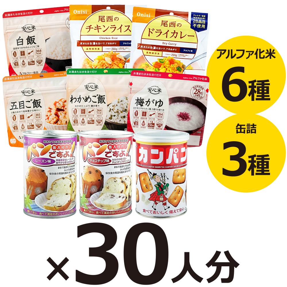 非常食セット 30人用／3日分（270食）（防災セット 防災用品 保存食