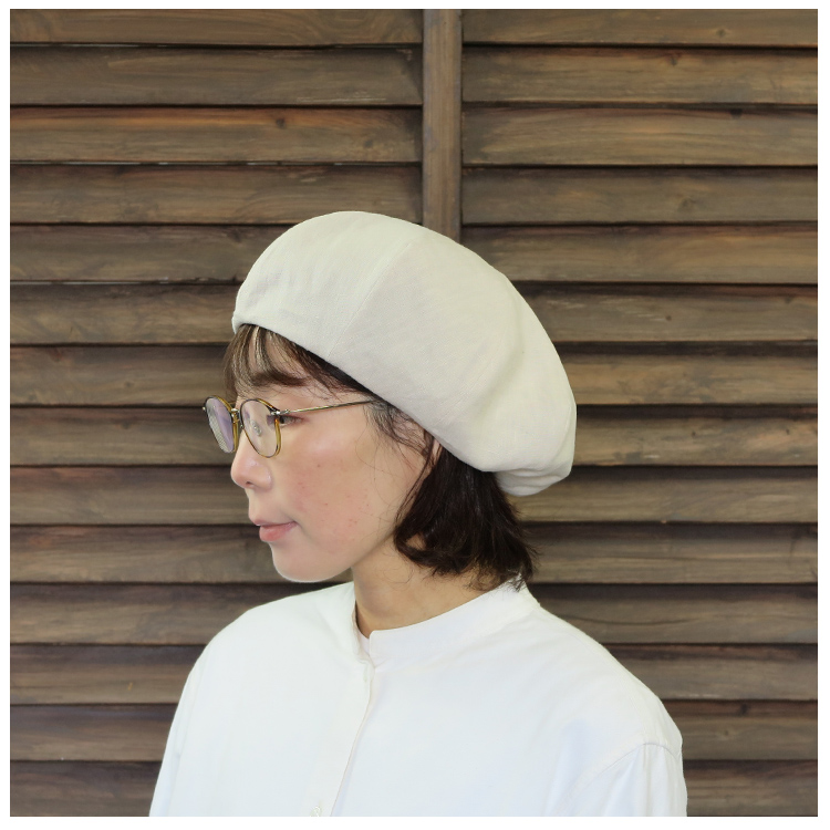 ベレー ベレー帽 春夏 大きめ 涼しい 麻 リネン 後ろゴム メンズ