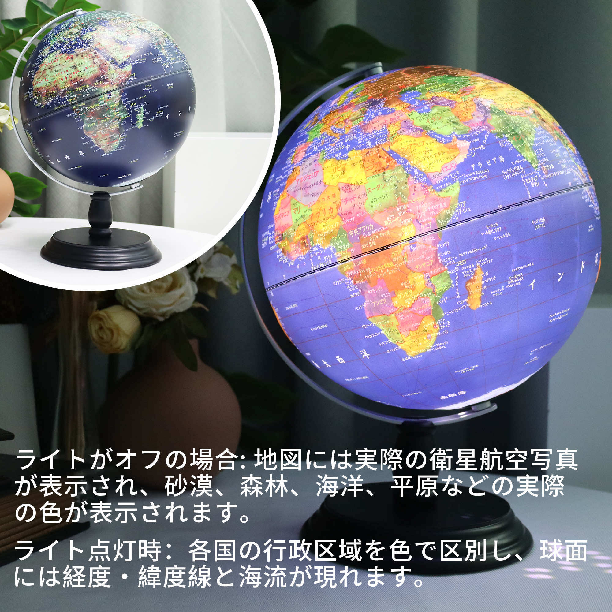 地球儀 25cm 1年保証 光る しゃべる AR付き 球体取外し可 おしゃれ