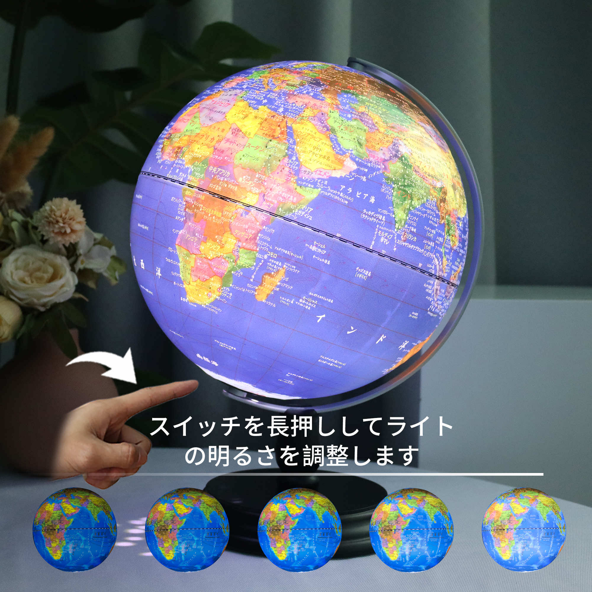 地球儀 25cm 1年保証 光る しゃべる AR付き 球体取外し可 おしゃれ