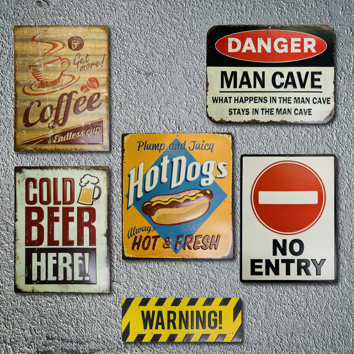 6枚】アメリカン雑貨 ブリキ看板 ポスター グッズ インテリア アメカジ