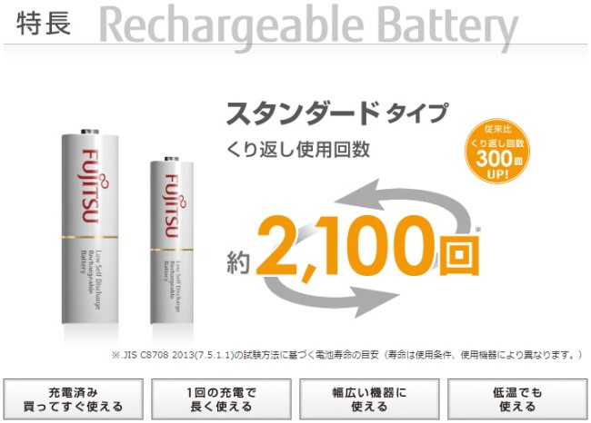 あすつく 富士通 単3形充電池8本 スタンダードタイプ 単3 充電池 HR-3UTC(バラ8本電池簡易紙ケース入) 日本製