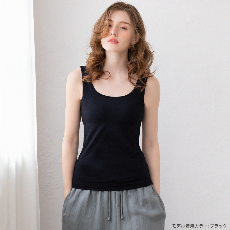 ブラトップ ブラキャミ ブラジャー ノンワイヤー UVカット カップ付き 涼感 快適 インナー 補正 下着 美胸 ブラデリス デイリーコンフォートブラタンクトップの画像