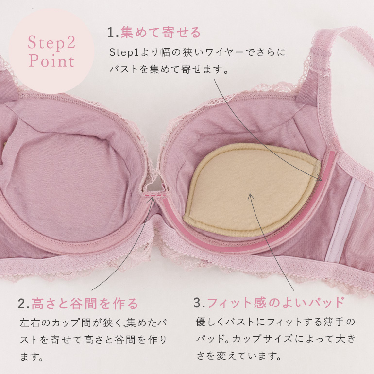 ブラ ブラジャー 下着 育乳 補正 谷間 バストアップ BRADELIS bradelis BRNY ブラデリス ベルステップ2ブラ24A1 ベルタイプ 0620slの画像