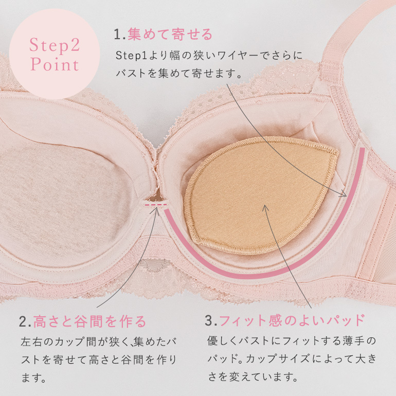 ブラ ブラジャー 下着 育乳 補正 谷間 バストアップ BRADELIS bradelis BRNY ブラデリス ベルステップ2ブラ24A2 ベルタイプ 0620slの画像