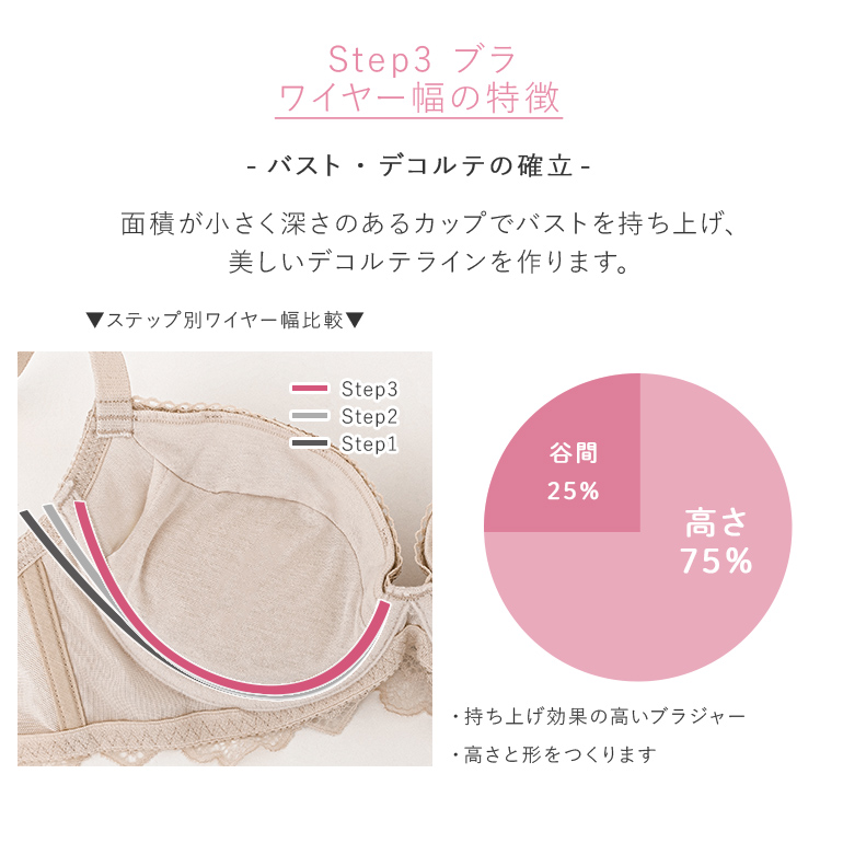 育乳ブラ ブラジャー 下着  補整 補正 脇高 育乳 谷間 バストアップ BRADELIS ブラデリス ジャクリーンステップ3ブラ24A1 ジャクリーンタイプ 0904slの画像