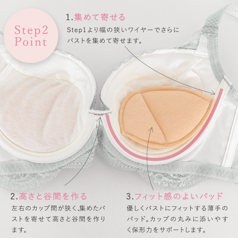 ブラジャー ブラ 下着 レディース 脇高 補整 補正 谷間 育乳 バストアップ レース BRADELIS ブラデリス ナオミステップ2ブラ25S2 ナオミタイプ 0417slの画像