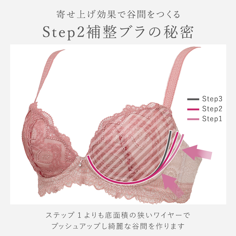 育乳ブラ ブラジャー ブラ 下着 脇高 バストアップ グラマー 大きいサイズ 育乳 補整 補正 谷間 BRADELIS ブラデリス ベルステップ2ブラ25A1 ベルタイプの画像