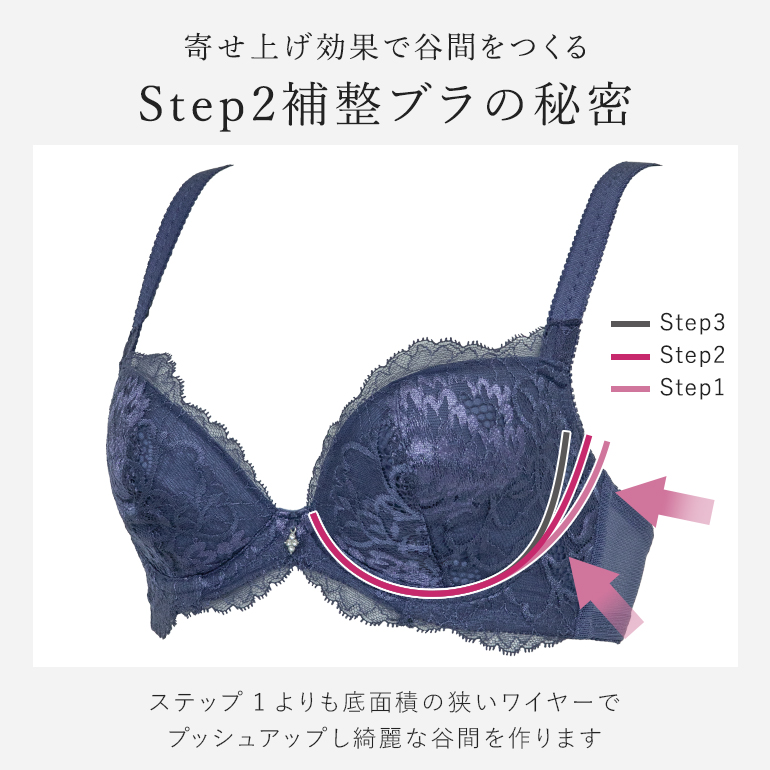 ブラジャー ブラ 下着 レディース 脇高 補整 補正 谷間 育乳 バストアップ レース BRADELIS bradelis ブラデリス ナオミステップ2ブラ25A1 ナオミタイプの画像
