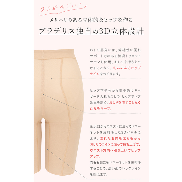 ガードル ショーツ レディース 下着 一枚履き 補整 補正 ヒップアップ 骨盤矯正 おしりが桃パンツ 日本製 ブラデリス おしりが桃メリハリキープガードル 定番 | BRADELIS NewYork | 08