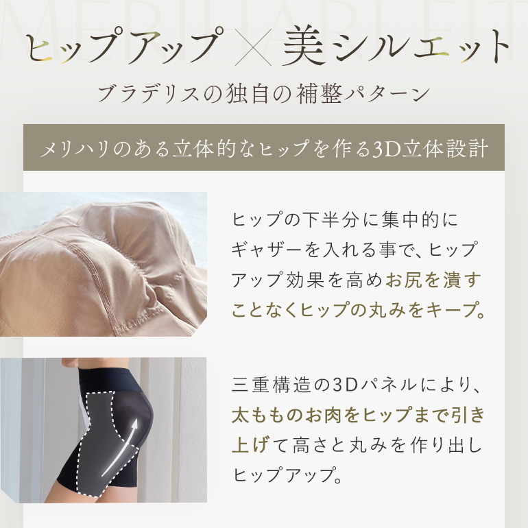 ガードル ショーツ レディース 下着 一枚履き 補正 綿混 ヒップアップ 骨盤矯正 おしりが桃パンツ ブラデリス おしりが桃メリハリフィットガードル 定番 爆買の画像