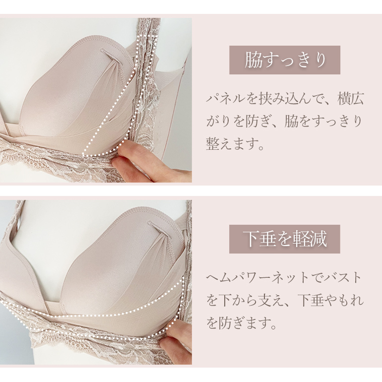 【新品】ブラデリス★L★ノンワイヤーレースブラジャー BRADELIS NewYork ノンワイヤー ブラジャー セール 補正 下着
