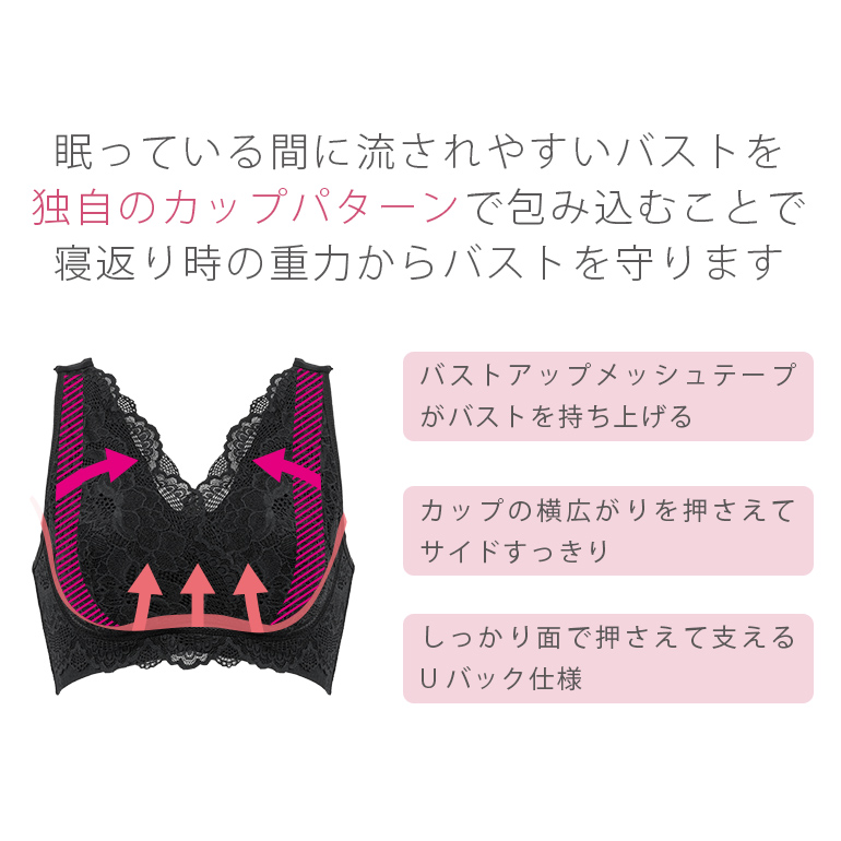 ナイトブラ ブラジャー ノンワイヤー 夜用ブラ 育乳 下着 補整 補整 バストアップ BRADELIS bradelis ブラデリス カシュクールレーシィナイトブラ 定番｜bradelisny｜07