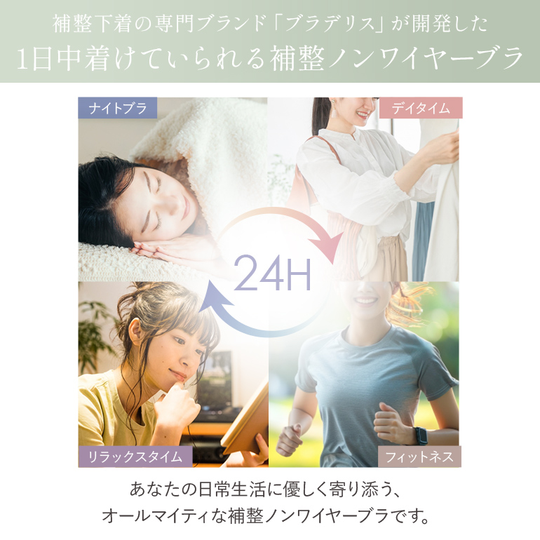ノンワイヤー ナイトブラ ブラジャー ブラ 脇高 下着 接触冷感 レース バストアップ ブラデリス レーシィオールインワンブラ 定番 オンラインストア限定 爆買の画像
