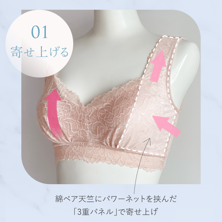 ナイトブラ ブラジャー ノンワイヤー 夜用 ブラ 補正 下着 快適 昼夜兼用 バストアップ 育乳 ブラデリス デイリーナイトブラ オンラインストア限定 定番 爆買の画像