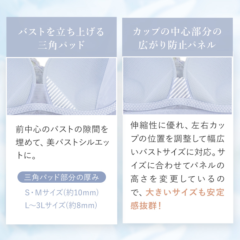 ノンワイヤー ブラジャー ナイトブラ 接触冷感 秋 脇高 補正 下着 バストアップ ブラデリス フローラルフィットノンワイヤーブラ オンラインストア限定 爆買の画像