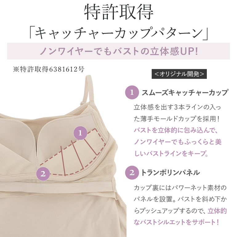 ブラトップ ブラキャミ ワンピース ノンワイヤー カップ付き 接触冷感 ひんやり 補正 ブラデリス 軽やかフィールブラワンピース オンラインストア限定 定番 爆買の画像