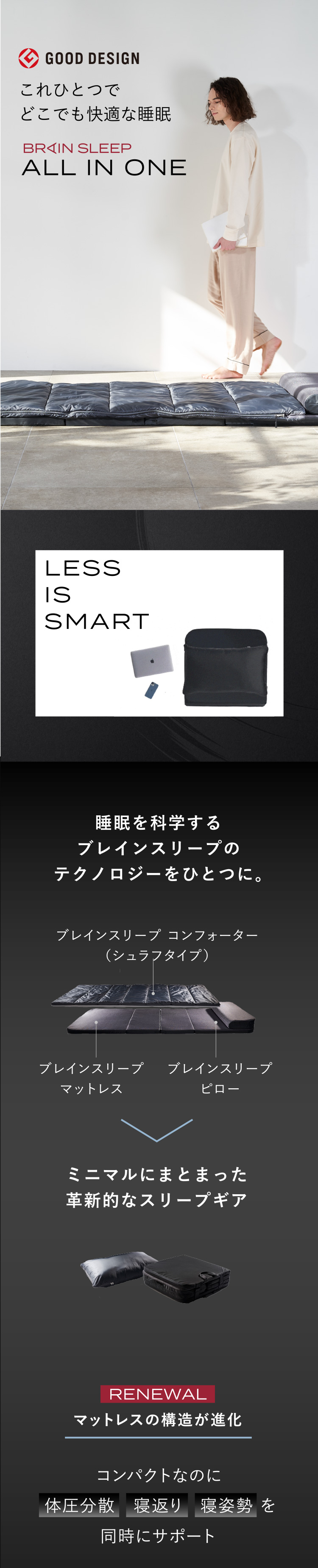 ブレインスリープ オールインワン 寝具 収納 コンパクト 洗える 枕
