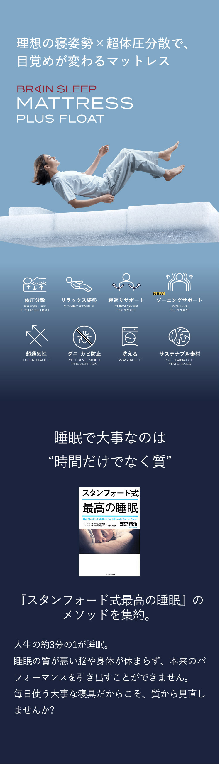ブレインスリープ マットレス プラス フロート ホワイト ダブル