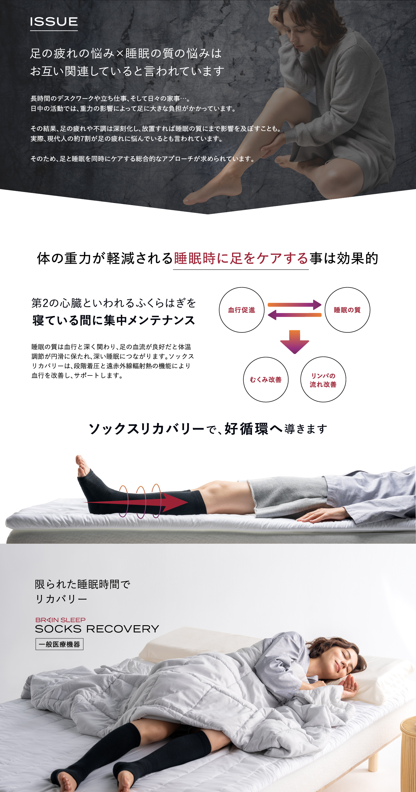 ブレインスリープ 靴下 疲労回復 ソックス リカバリー : BRAIN 