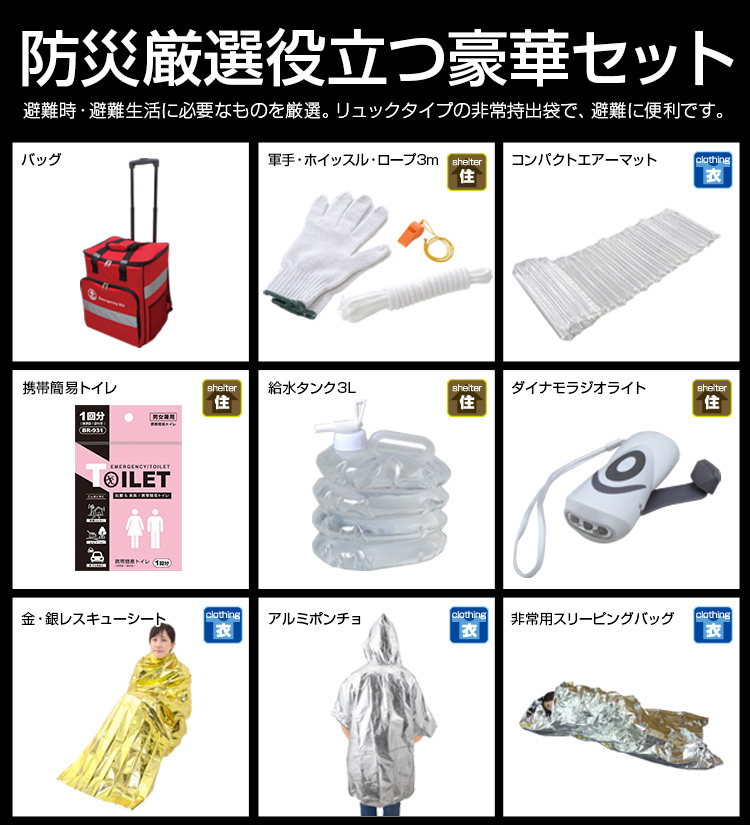 ブレイン 防災セット 非常持ち出し袋 1人用 防災38点セットBR-903N