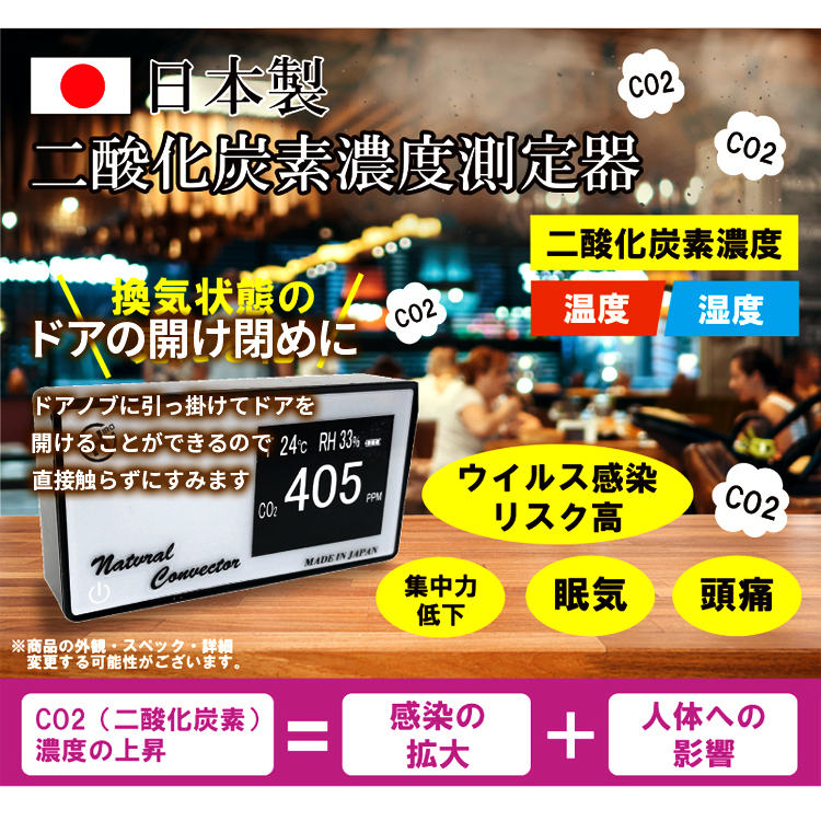 ワンピなど最旬ア！ HCOM-JPCO2-001 日本製CO2高感度密度計 CO2 デンサトメーター ヘルスケア・介護用品