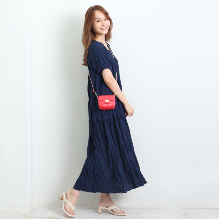 ワンピース ロング シワ加工 MARTHA マーサ ワッシャー プリーツ