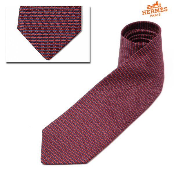 HERMES エルメス メンズ ネクタイ シルク100％ ブラック/シルバーグレー