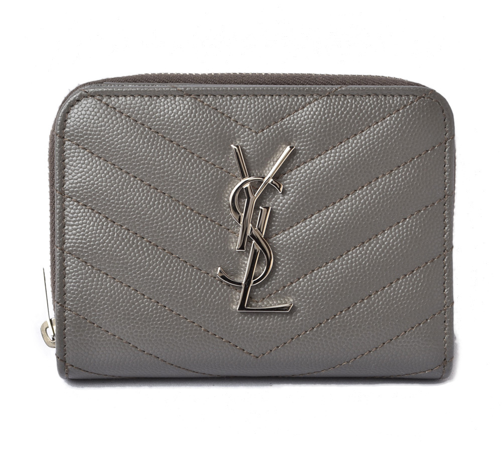 公式店舗 サンローラン ミニ財布 折財布 Ysl Saint Laurent モノグラム サンローラン フルジップウォレット アスファルト 半額品 Catering Strzyzow Pl