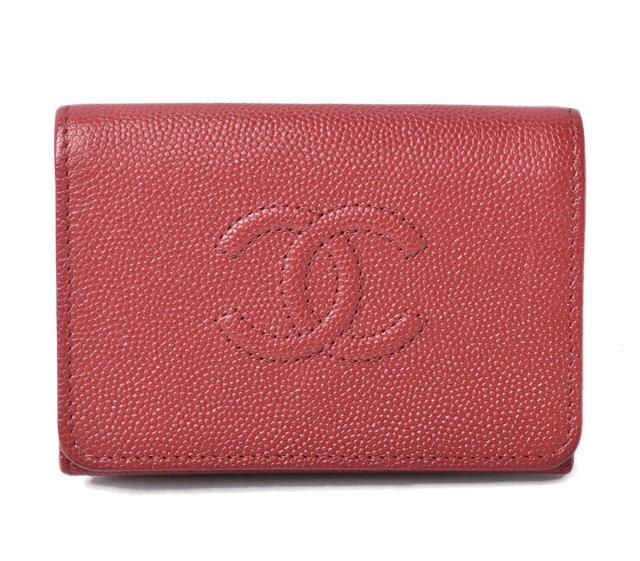 ギャランティーカード　箱　CHANEL　折り財布　キャビアスキン　ココマーク CHANELシャネル キャビアスキン ブラック コインカードケース