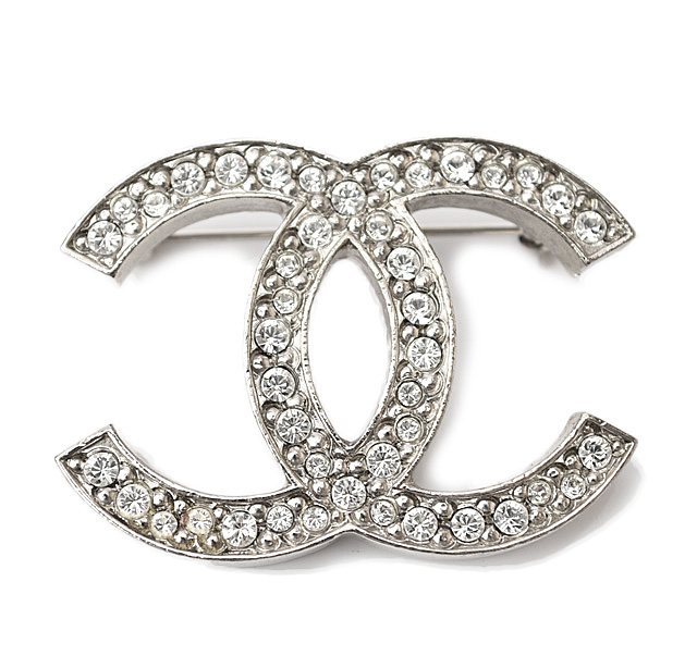 CHANEL Chanel серьги CC Mark черный / серебряный 