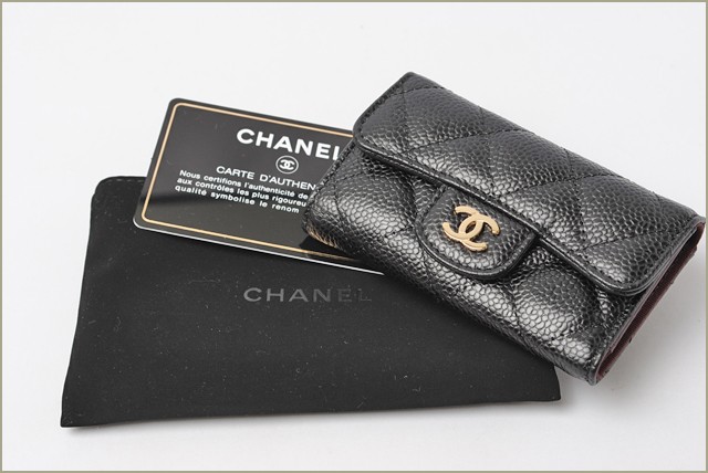 シャネル キーケース CHANEL 6連 マトラッセ キャビアスキン ブラック