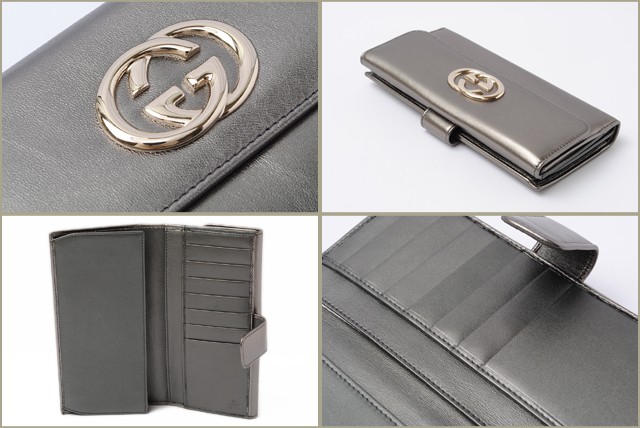 グッチ　GUCCI　折財布　メタルバー　GGベージュ/ピンク　ピンク×カーキ×ブルーライン　181669