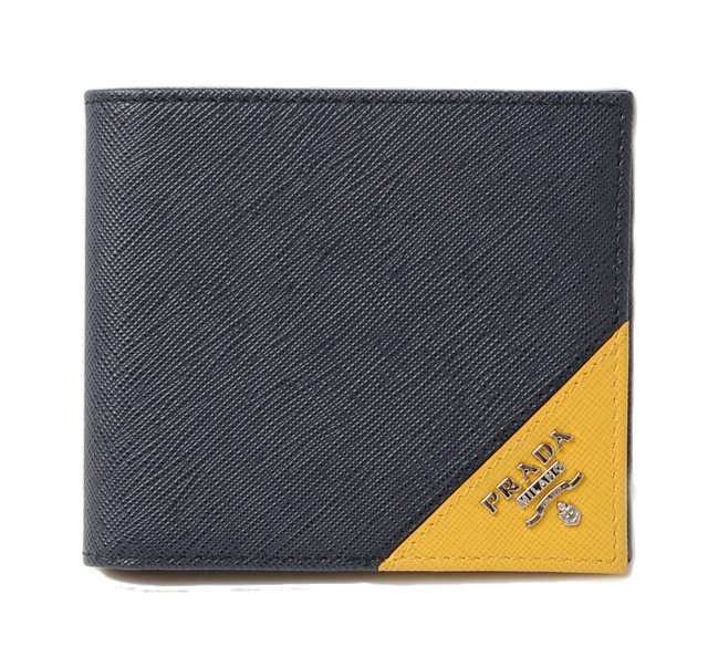プラダPRADA メンズ　折り財布　スカル　テスート/ブラック